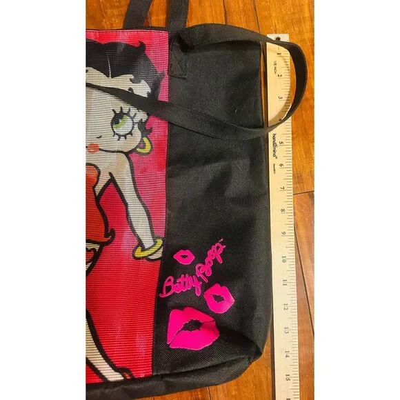 Betty Boop Themed Retro Fun Beach Mesh Front Panel Tote Bag w/ Small Coin Pouch - Picture 5 of 5